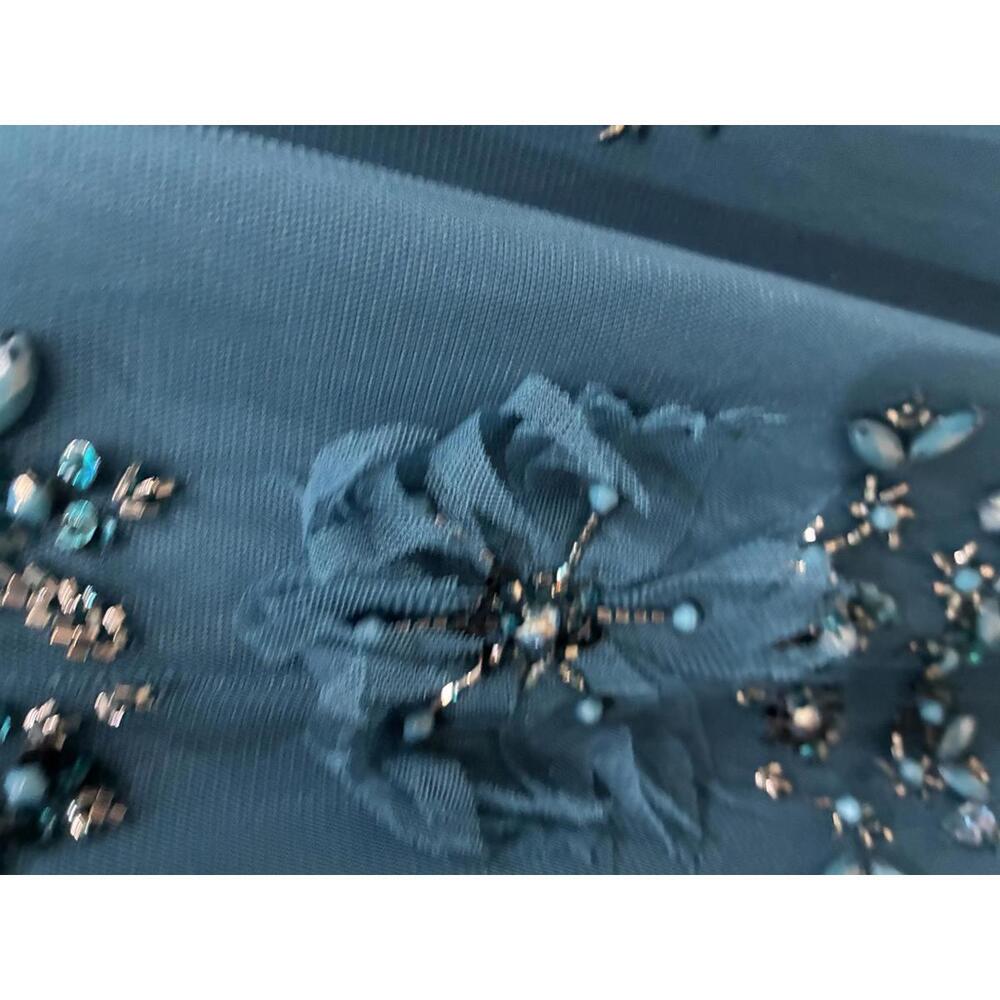 Adrianna Papell Teal Beaded V-Neck Midi Dress - Picture 5 of 5